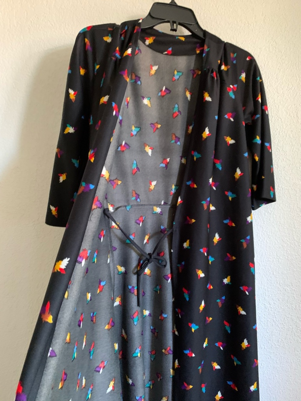 Black Maxi Duster with Colorful Print - Picture 4 of 9